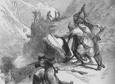trefning i et fjellpass, c1880 av Unbekannt