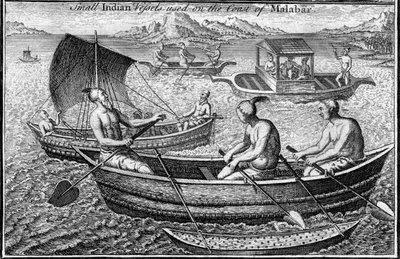 Lite fartøy brukt på kysten av Malabar Cochin, India, 1700-tallet av Unbekannt