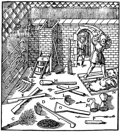 Smelting av malm gull, sølv, kobber og bly, 1556 av Unbekannt