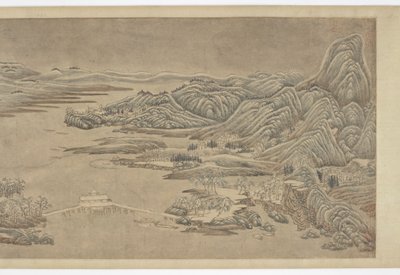 Snørydding på fjell og elver, etter Wang Wei, 1500-1600-tallet. av Unbekannt