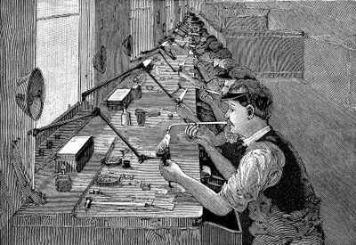 Lodding av sykkeldeler i en amerikansk fabrikk, c1900 av Unbekannt