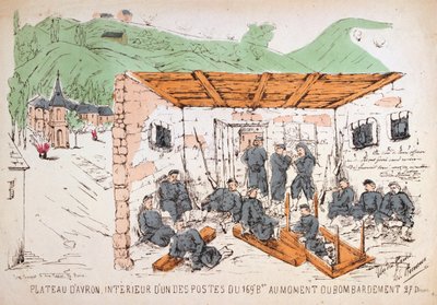 Soldater inne i en bygning under et bombardement, fransk-prøyssisk krig, desember 1870 av Unbekannt