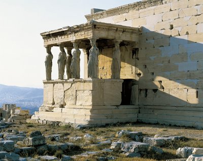 Sørsiden av tempelet til Ereichteion, Akropolis i Athen. Fotografi. av Unbekannt