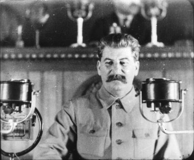 Den sovjetiske lederen Joseph Stalin holdt en tale på kommunistpartiets kongress på 1930-tallet av Unbekannt