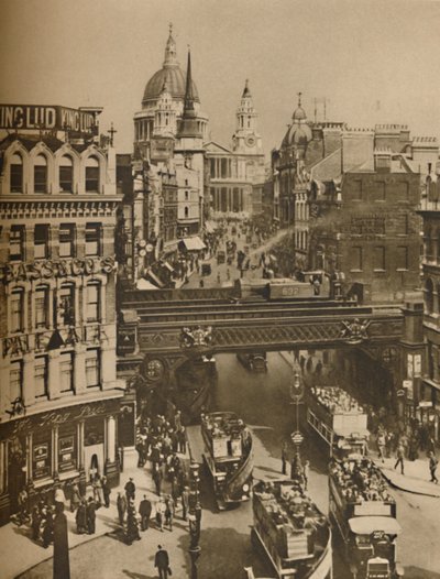 Spire of St. Martins Ludgate Silhouetted Against The Bulk of St. Pauls, c1935. av Unbekannt