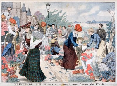 Vårblomster på et marked, Paris, 1903 av Unbekannt