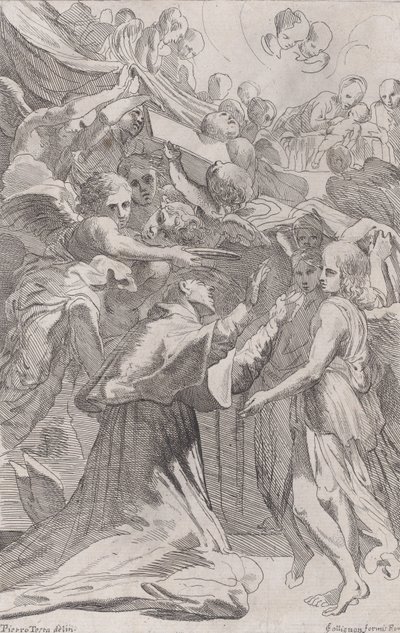 St. Carlo Borromeo omgitt av engler, 1650-70. av Unbekannt