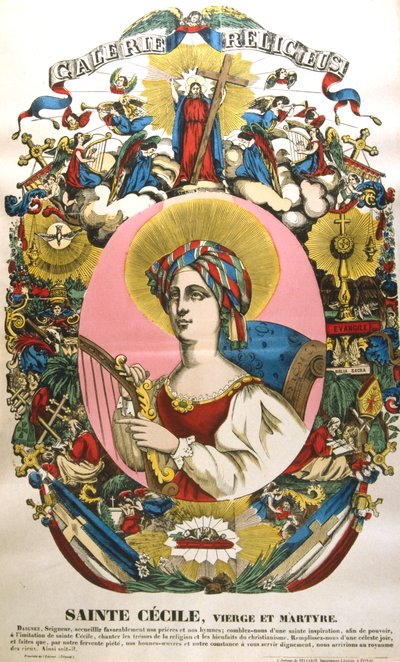 St Cecilia eller Cecile, legendarisk romersk martyr, 1800-tallet av Unbekannt
