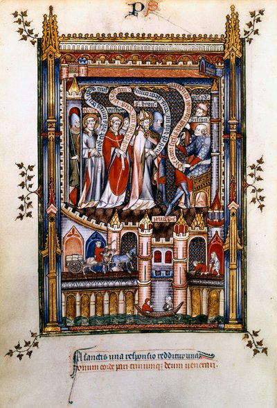St Denis, St Rusticus og St Eleutherius før Sisinnius, 1317 av Unbekannt