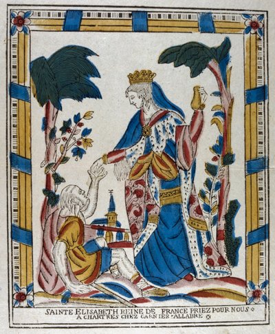 St Elizabeth av Ungarn gir almisse til en tigger, 1700-tallet av Unbekannt