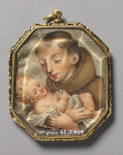 St. Francis med Kristusbarnet verso, ca. 1660. av Unbekannt