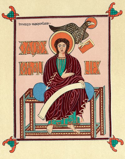 St John the Evangelist fra Lindisfarne Durham Gospel Book, c720 av Unbekannt