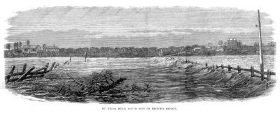 St Kilda Road, sørsiden av Princes Bridge - Flom ved Melbourne, Australia, 1864 av Unbekannt