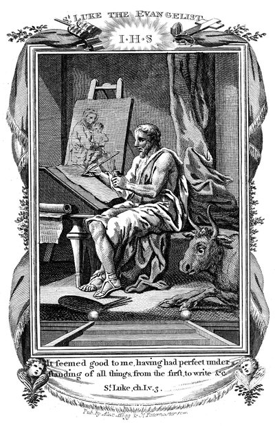 Evangelisten Lukas skriver sitt evangelium, c1808 av Unbekannt