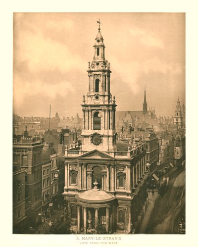 St Mary-le-Strand, utsikt fra vest, midten av slutten av 1800-tallet. av Unbekannt