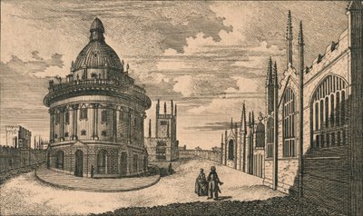 St. Marys Church og Radcliffe Library i Oxford, 1700-tallet. av Unbekannt