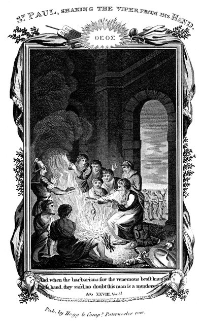 Apostelen Paulus rister huggormen fra hånden, c1808 av Unbekannt