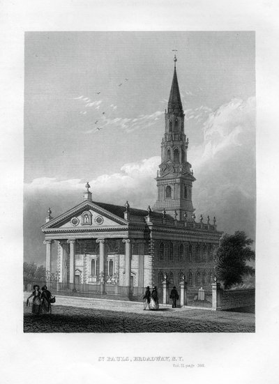St Pauls Chapel, Broadway, New York, 1855 av Unbekannt