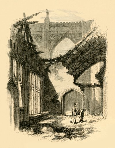St. Stephens kapell. - Interiør etter brannen, 1881. av Unbekannt
