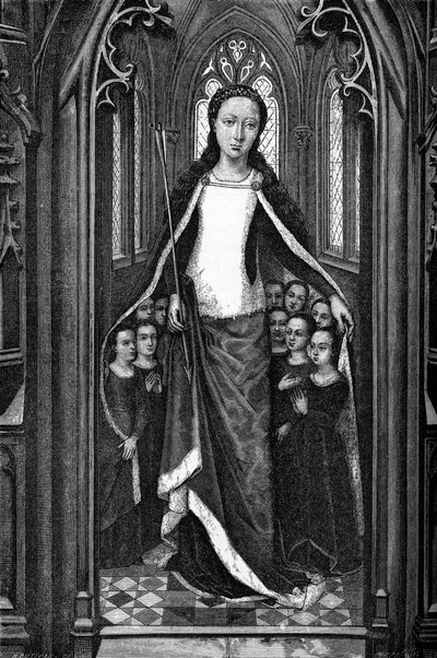 St Ursula og de hellige jomfruer, fra relikvieskrinet til St. Ursula, 1489, 1870 av Unbekannt
