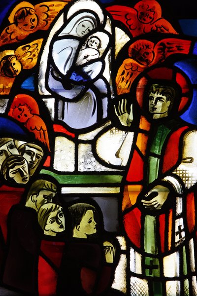 Farget glass som viser Don Bosco i Notre-Dame-de-la-Trinite-kirken, Blois, Frankrike av Unbekannt