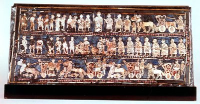 Standard of Ur, krigssiden, fra den kongelige kirkegården i Ur, Sumerian, c2500 f.Kr. av Unbekannt