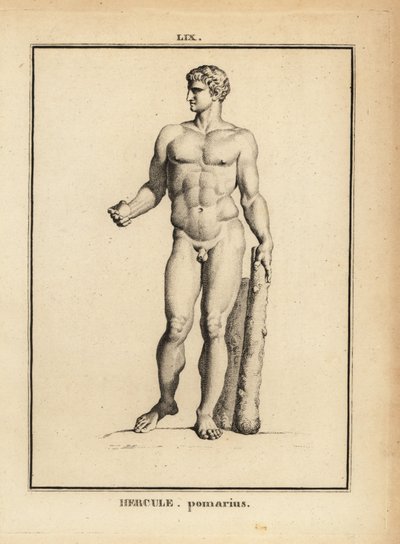 Statue av Hercules Pomarius, romersk helt og gud, med en stor klubbe av Unbekannt