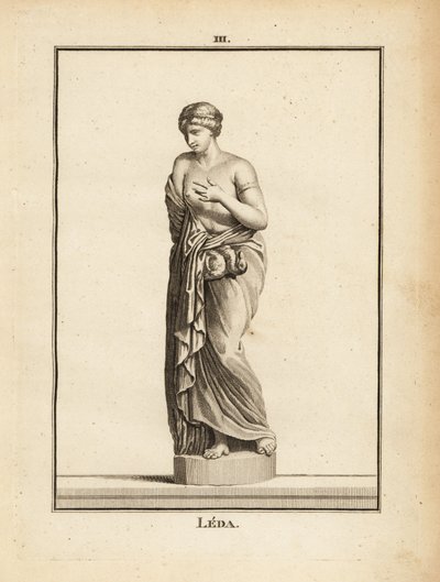 Statue av Leda, etolisk prinsesse senere dronning av Sparta, forført av Zevs i form av en svane av Unbekannt