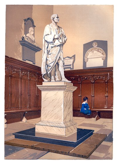 Statue av Sir Isaac Newton i kapellet ved Trinity College, Cambridge, c1850 av Unbekannt
