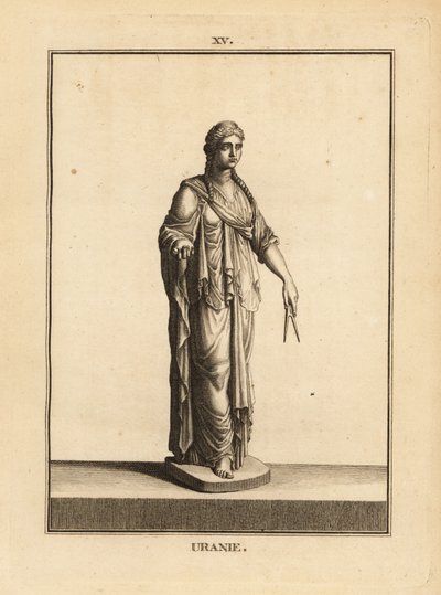Statue av Urania, astronomiens muse, med et par kompasser av Unbekannt