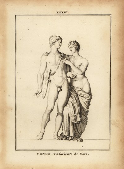 Statue av Venus Victrix med Mars, romerske guder for kjærlighet og krig av Unbekannt