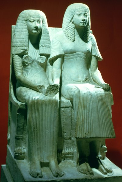 Statue av en mann og kone, egyptisk, 18. dynasti av Unbekannt