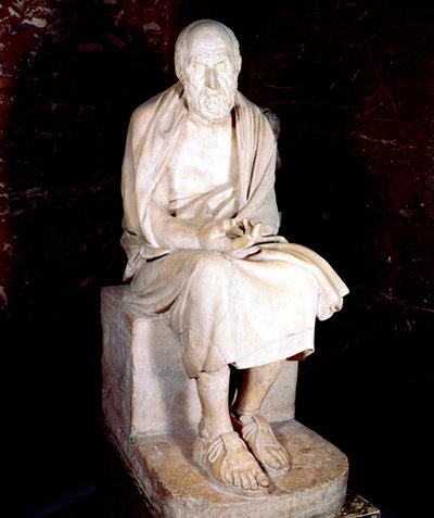 Statue av en sittende mann som sies å være Herodotus, gammel gresk historiker av Unbekannt