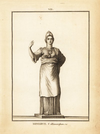 Statue av den romerske visdomsgudinnen Minerva Callimorphos, med hjelm av Unbekannt