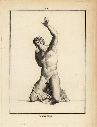 Statue av den vakre jegeren Narcissus, fra gresk mytologi av Unbekannt