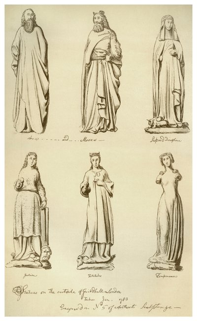Statuer tidligere på utsiden av Guildhall, City of London, 1783 1886 av Unbekannt