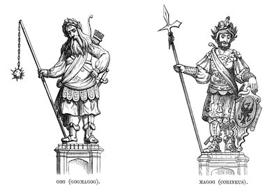 Statuer av Gog Gogmagog og Magog Corineus, 1886 av Unbekannt