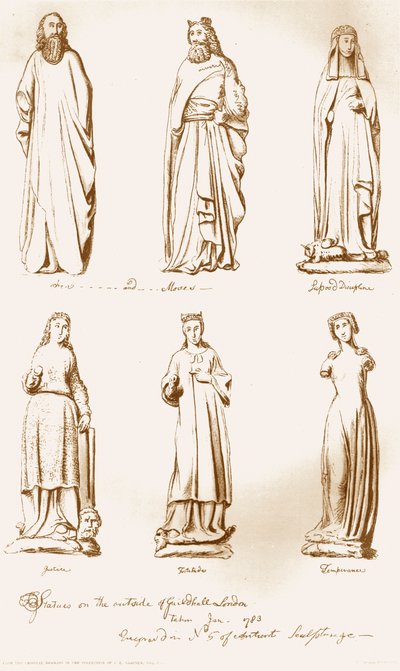 Statuer på utsiden av Guild Hall, 1783, 1886 av Unbekannt