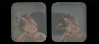 [Stereografisk visning av to nakne kvinner], 1840-tallet. av Unbekannt