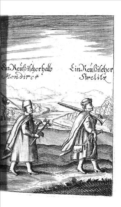 Streltsy fra Georg Adam Schleissing De ved tsaren i Reussland Ivan og Peter Alexewiz, 1693 av Unbekannt