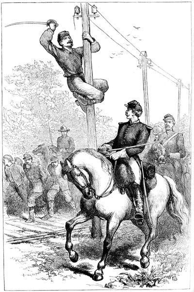 Stuarts kavaleri klipper telegrafledninger, amerikansk borgerkrig, c1861-1864 c1880 av Unbekannt