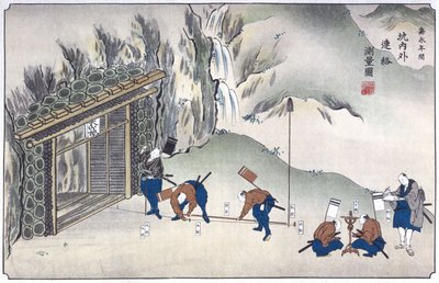 Oppmåling av inngangen til en gruve, Japan, ca 1850 av Unbekannt