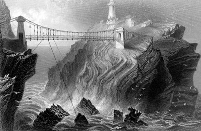 Hengebro til South Stack-fyret nær Holyhead, Wales, c1860 av Unbekannt