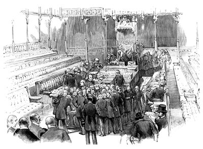 Banne i medlemmer ved House of Commons, Westminster, London, c1905 av Unbekannt