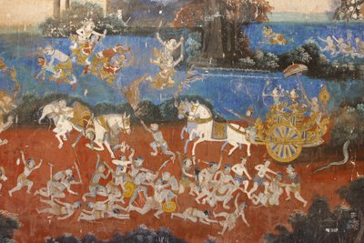 Sylver Pagoda Dette veggmaleriet viser scener fra Reamker, som er den kambodsjanske eller khmeriske versjonen av det klassiske hinduistiske diktet Ramayana, Phnom Penh, Kambodsja av Unbekannt