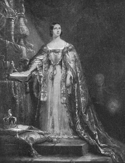 Avlegger eden om å opprettholde den protestantiske troen ved hennes kroning, 28. juni 1838, 1901. av Unbekannt