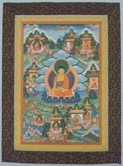 Tangka med Buddha, 1800-tallet. av Unbekannt