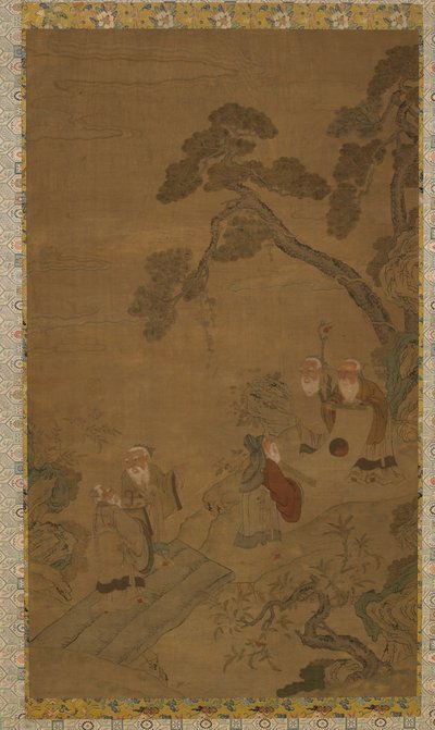Tapet: fem vismenn i en hage under furu, Ming-dynastiet til Qing-dynastiet, 1368-1911. av Unbekannt