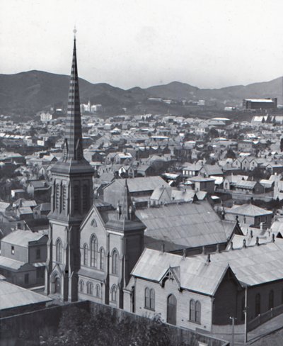 Te Aro, fra Terrace, Wellington, sent på 1800- og begynnelsen av 1900-tallet. av Unbekannt