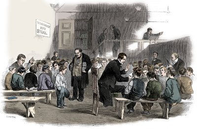 Lærte gutter å lese på Ragged School Union-skolen, Lambeth, London, 1868 av Unbekannt